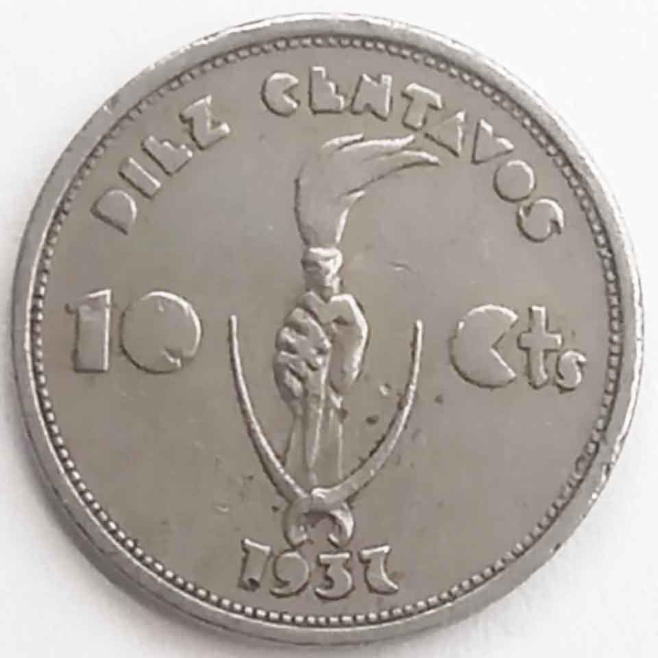 Moneda Boliviana de 10 centavos de 1937